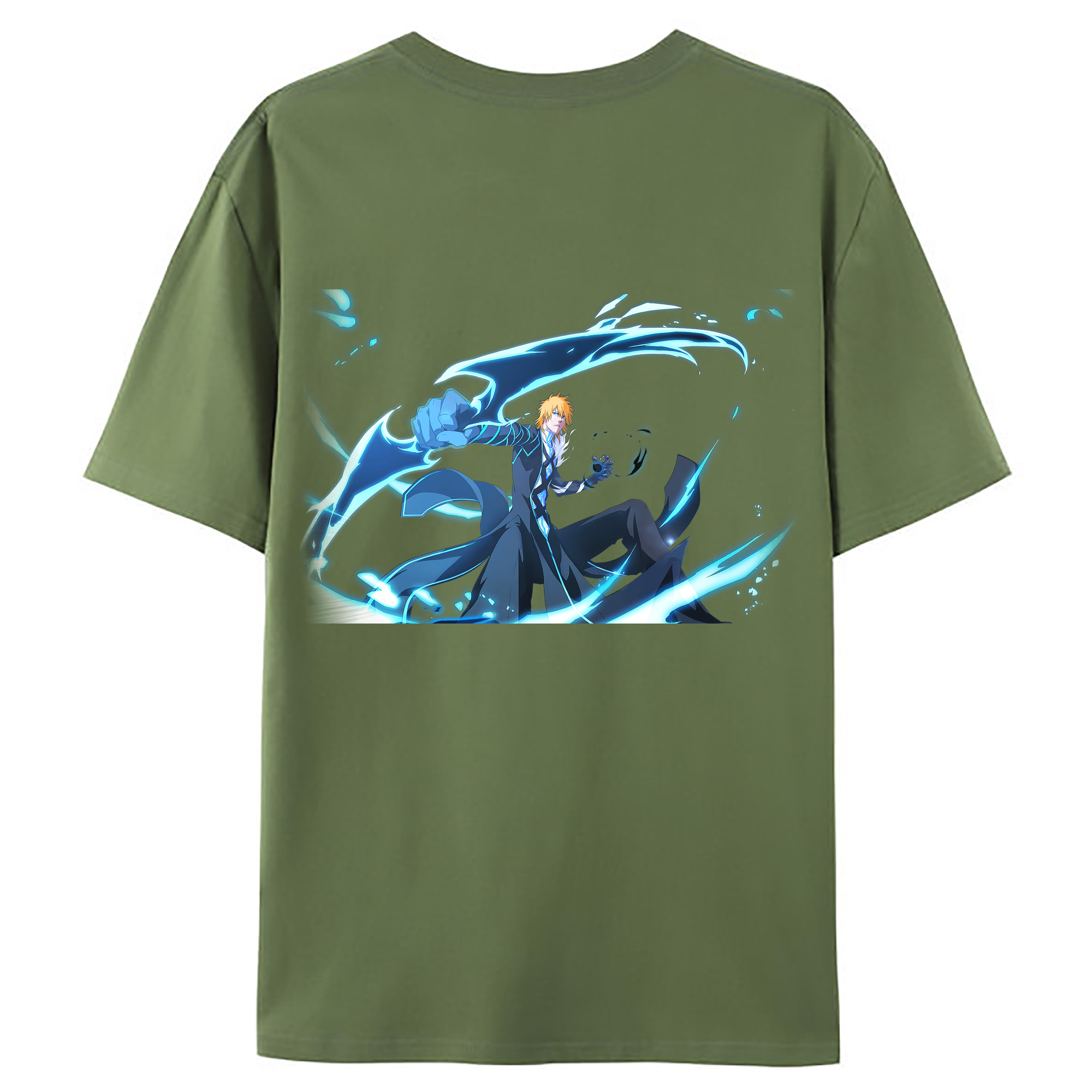 （画像用） ブリーチ 黒崎一護（くろさき いちご）BLEACH Kurosaki Ichigo 綿100％ メンズ半袖Tシャツ（バックプリント） 通気性